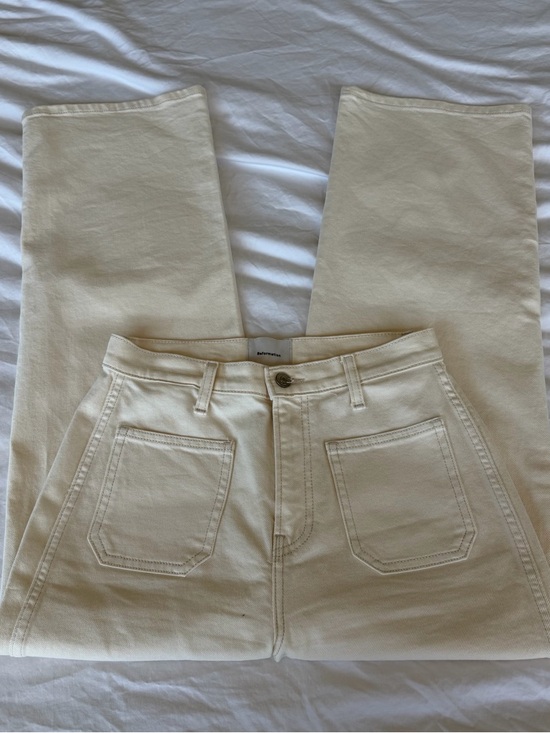 Reformation Pants - Reformation Alyssa Stretch Wide Leg Cropped Jeans in Cream